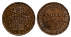 GREGORIO XVI (1831-1846) - baiocco 1831, Roma (I° tipo)