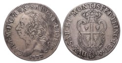 CARLO EMANUELE III, monetazione per la Sardegna (1730-1773) - 1/2 scudo 1772