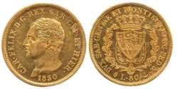 CARLO FELICE (1821-1831) - 80 lire 1830, Genova