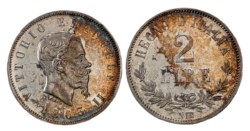 VITTORIO EMANUELE II (1861-1878) - 2 lire valore 1863, Napoli