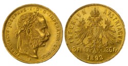 AUSTRIA - FRANCESCO GIUSEPPE (1848-1916) - 8 fiorini 1892 (riconio di zecca)