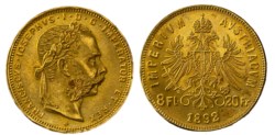 AUSTRIA - FRANCESCO GIUSEPPE (1848-1916) - 8 fiorini 1892 (riconio di zecca)