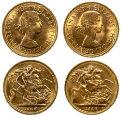GRAN BRETAGNA - ELISABETTA II (1952-2022) - lotto 2 sterline 1968