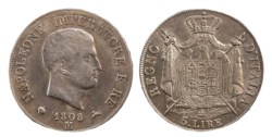 MILANO - NAPOLEONE I (1805-1814) - 5 lire 1808 (I° tipo)