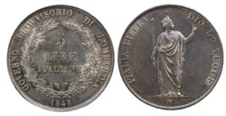 MILANO - GOVERNO PROVVISIRIO DI LOMBARDIA (1848) - 5 lire 1848