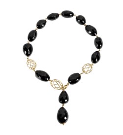 18kt yellow gold and onyx necklace