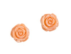 14kt gold earrings and coral paste