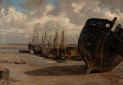 Carlo Nogaro (Asti, 1837 - Choisy-au-Bac, 1931) - Boats on the beach