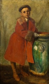 Pietro Dodero (Genoa, October 30th, 1881 - Jenuary 16th, 1967) - Portrait of child with red coat
