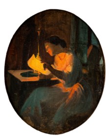 Michelangelo Pittatore (Asti, February 12th, 1825 - March 24th, 1903) - Reading at night