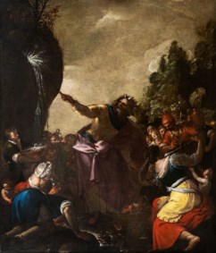 Pietro Damini (Castelfranco veneto, 1592 - Padua, July 28th, 1631) - Moses makes water flow from the rock