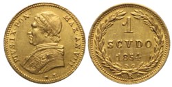 ROMA - PIO IX (1846-1870) - Scudo stretto, 1854, anno VIII