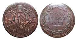 ROMA - PIO IX (1846-1870) - 1/2 baiocco 1849, anno IIII