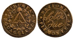 TORINO - REPUBBLICA PIEMONTESE (1798-1799) - 2 soldi, anno 9