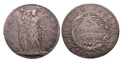 TORINO - REPUBBLICA SUBALPINA (1800-1802) - 5 franchi, anno 9