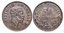 VITTORIO EMANUELE II, Re d'Italia (1861-1878) - 50 centesimi 1863, Milano