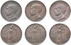 VITTORIO EMANUELE III (1900-1943) - Lotto 3 monete da 10 centesimi 1911