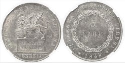 VENEZIA - GOVERNO PROVVISORIO DI VENEZIA (1848-1849) - 5 lire 1848, II tipo