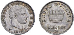 MILANO - NAPOLEONE I, Re d'Italia (1805-1814) - 5 soldi 1813